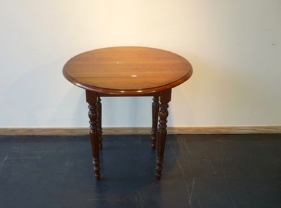 Petite table gateleg ronde, XIXe, bois mouluré...