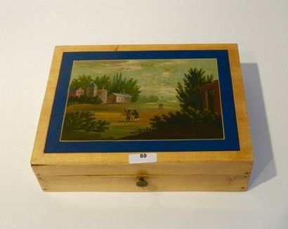 Coffret à jeu de cartes orné de paysages,...