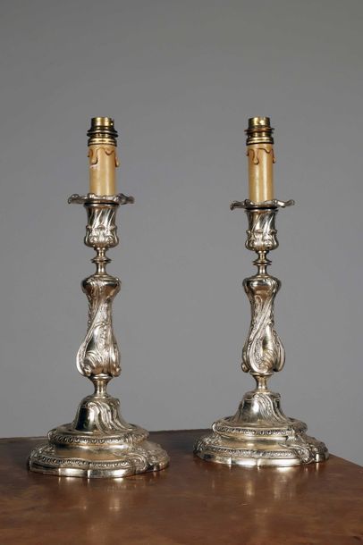Paire de flambeaux en bronze argenté

Style...
