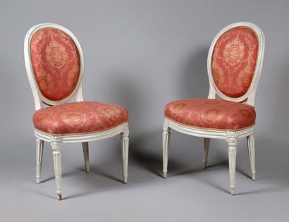 Paire de petites chaises en cabriolet en...