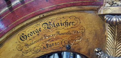 Harpe à 7 pédales (manque 1) en bois peint...