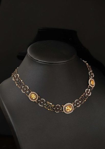 Collier en or deux tons 750°/00 argent et...
