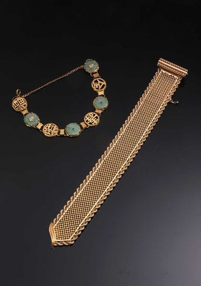 Bracelet ceinture en tissu d’or jaune 750°/00...