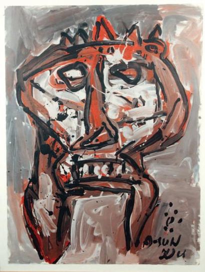 A-SUN WU
Le roi Acrylique sur papier, signée...