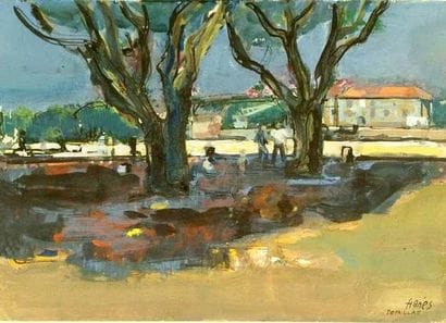 Robert HANES
Place Provençale Gouache Signé...