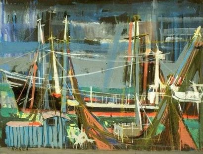 Robert HANES
Chalutier Gouache Signé en bas...