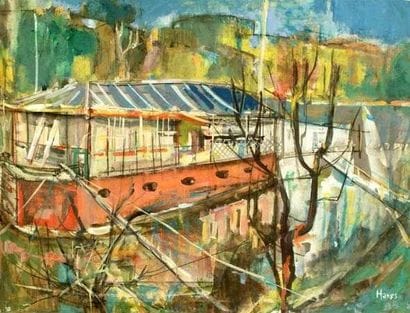 Robert HANES
Péniche sur la Seine Aquarelle...