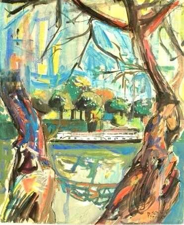 Robert HANES
Péniche sur la Seine Aquarelle...