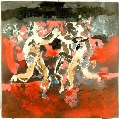Robert HANES
Couple Huile sur bois Signé...