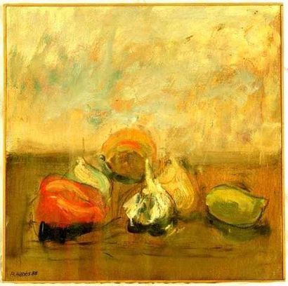 Robert HANES
Ail et poivron Huile sur bois...