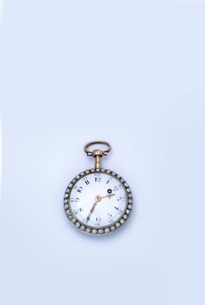 Gold enameled watch case and dial circa 1790...