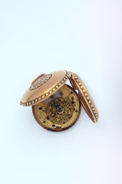 Three-color gold verge watch signed (dial...