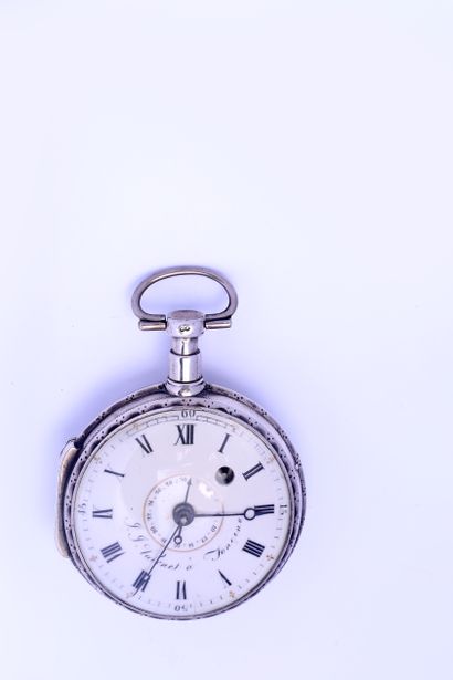 Silver verge watch with revolutionary date...