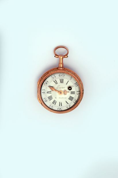 Three-color gold verge watch signed (dial...