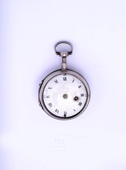 Silver 'onion' type yard watch signed (movement)...