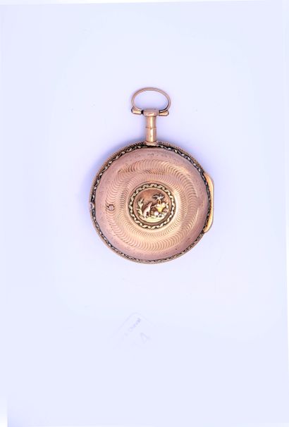 Two-color gold verge watch signed (dial and...