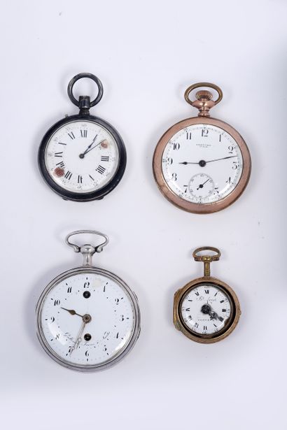 Gilt brass verge watch with double chased...