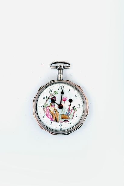 Silver verge watch, the dial representing...