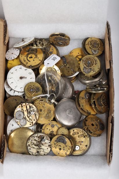 Lot of about 30 pocket watch movements, mostly...