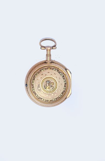 Three-color gold verge watch signed (dial...