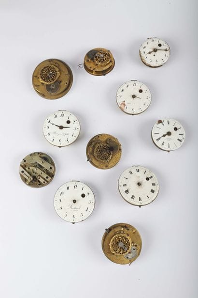 Eleven verge watch movements with dials from...
