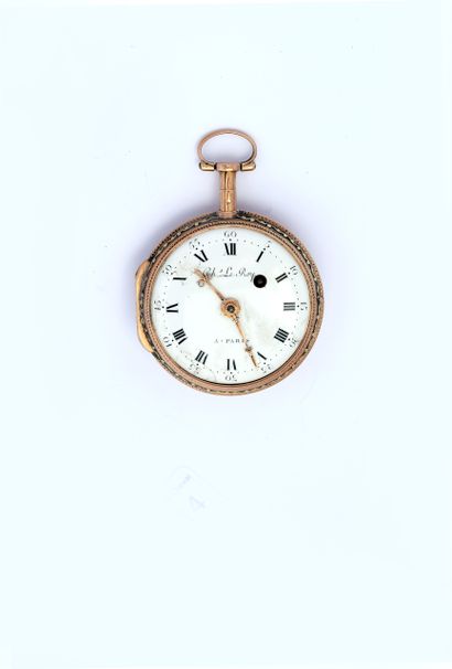 Two-color gold verge watch signed (dial and...