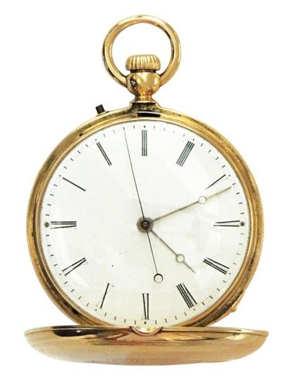 Montre savonnette en or à secondes indépendantes...