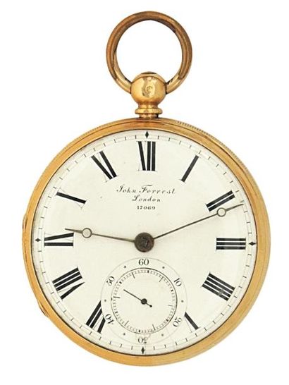 Montre à ancre en or signée 'John Forrest...