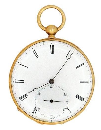 Montre à ancre en or signée 'Hyde & Sons...