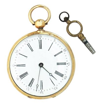 Montre à échappement duplex en or signée...