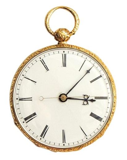 Montre à secondes indépendantes en or signée...