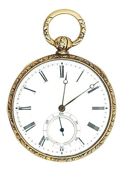 Montre à duplex en or signée 'E & F Droz...