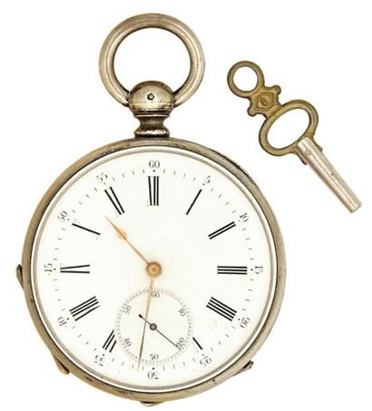 Montre à ancre en argent, milieu du XIXe...