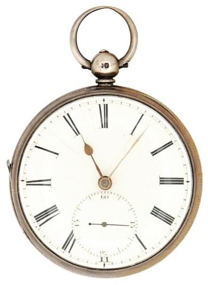 Montre à verge en argent avec coq décoré...