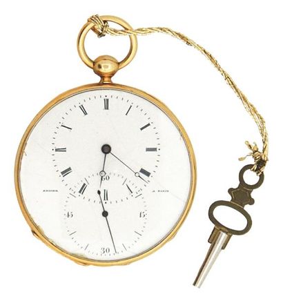 Montre en or avec échappement duplex signée...