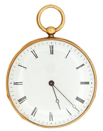 Montre en or avec échappement duplex signée...