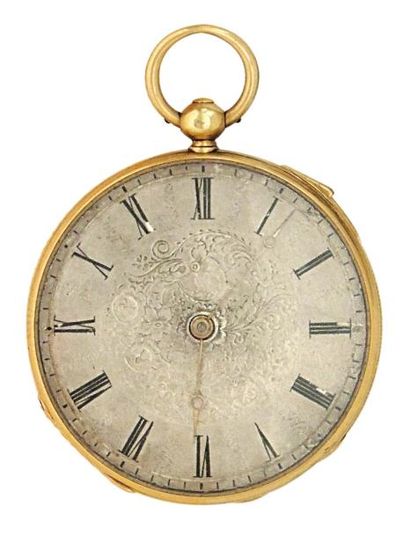 Montre à échappement duplex en or à répétition...