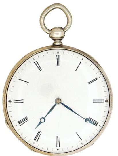 Montre à ancre en argent à calibre inversé,...