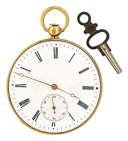 Montre plate en or signée 'N° 834 Perrelet...