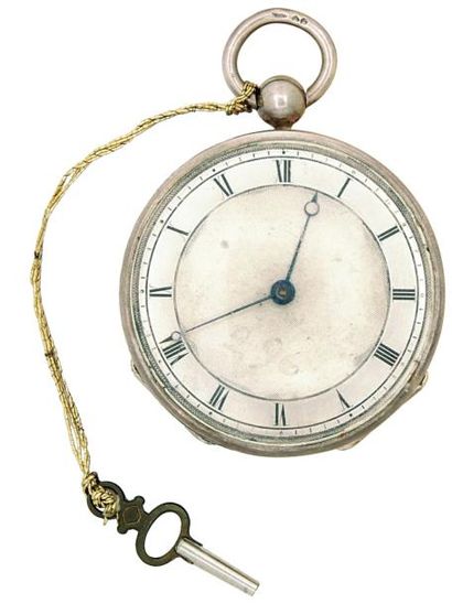 Montre à ancre en argent vers 1820. Cadran...
