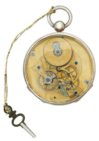 Montre à ancre en argent vers 1820. Cadran...