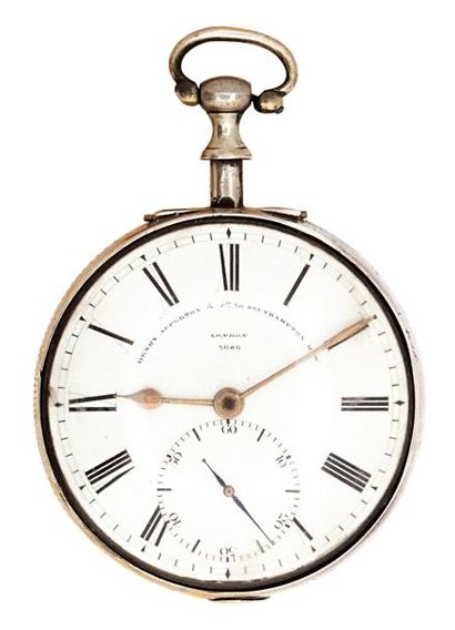 Montre à détente en argent signée 'Henry...