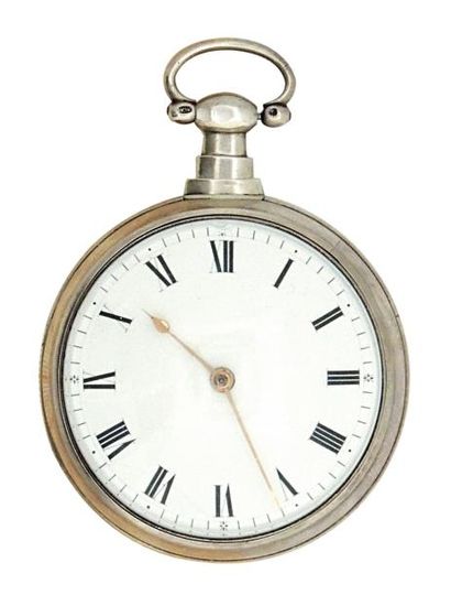 Montre à ancre à râteau en argent signée...