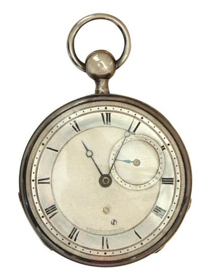 Montre à cylindre en argent à répétition...