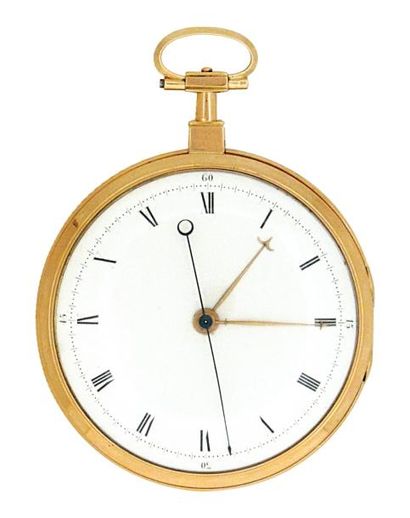 Montre à échappement duplex en or signée...