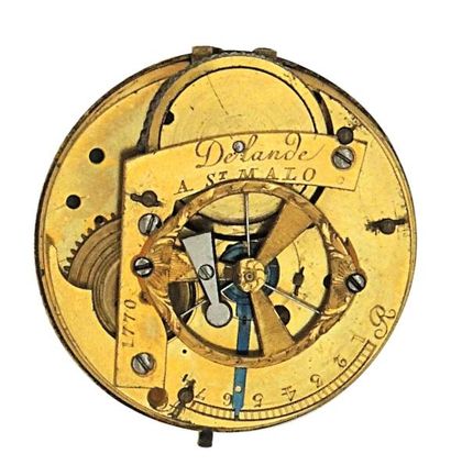Mouvement d'une montre à cylindre demi-squelette...