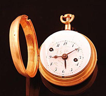 Montre à verge dite 'oignon' à réveil signée...