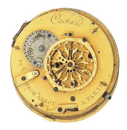 Mouvement d'une montre à verge signée 'Cachard...