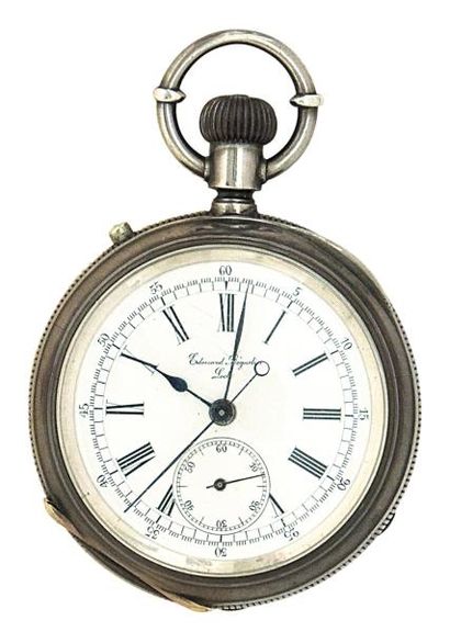 Montre - chronographe en argent signée 'Edouard...
