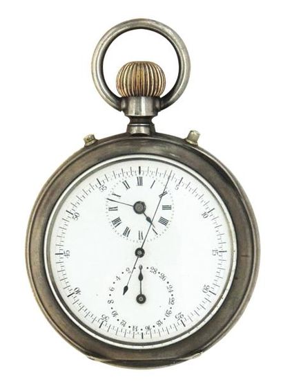Montre - chronographe en argent, mouvement...